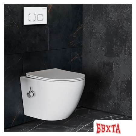 Унитаз подвесной Roxen Antares Bidet в комплекте с инсталляцией StounFix Slim 6 в 1 934445 (кнопка: белый глянец)