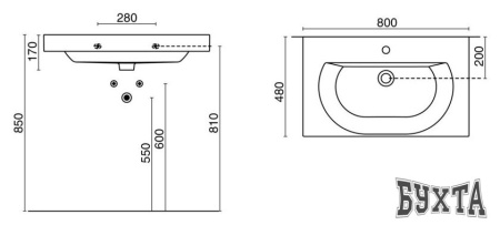 Умывальник Kerama Marazzi BUONGIORNO BG.wb.80