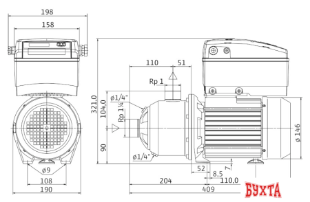 Насосы Wilo Economy MHIE 402N (3~380/400/440 V, FKM)