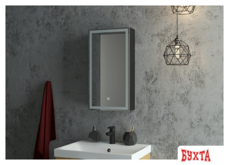 Мебель для ванных комнат Континент Шкаф с зеркалом Mirror Box Black Led 35х65