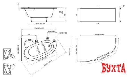 Ванна Ravak Asymmetric 150x100R C451000000