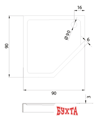 Душевой поддон NEW TRENDY New Azura 90x90 B-0366