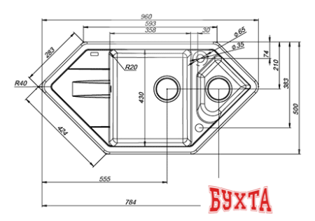 Кухонная мойка IDDIS Vane G V28P965i87