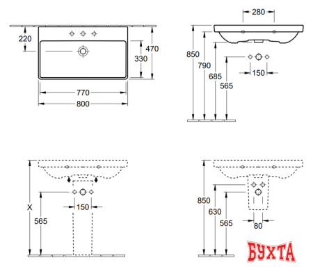 Умывальник Villeroy & Boch Avento 41568001