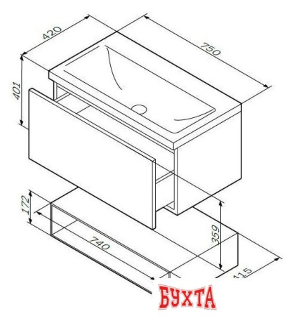 Мебель для ванных комнат AM.PM Тумба под умывальник Gem 75 M90FHX07521WG (белый)