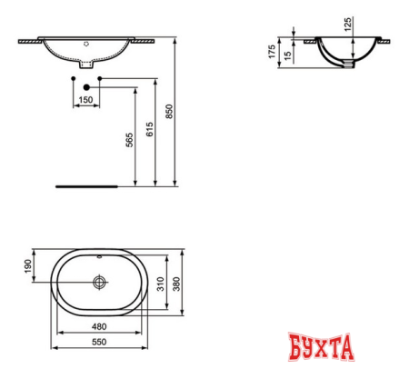 Умывальник Ideal Standard Connect 55x38 [E504701]