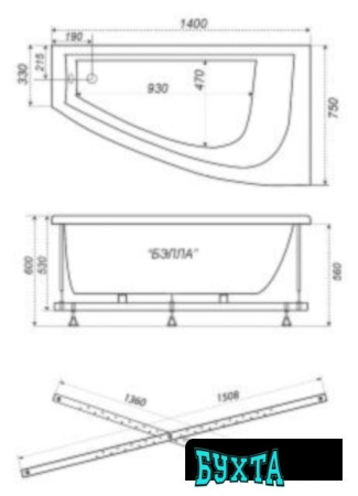 Ванна Triton Бэлла гидромассажная 140x76R Базовая