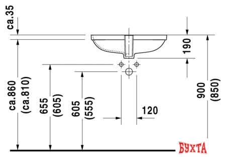 Умывальник Duravit D-Code 58x45.5 [0338560000]