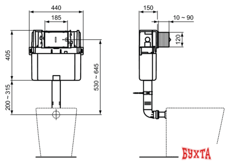 Инсталляция для унитаза Ideal Standard Prosys 150M WC R014167