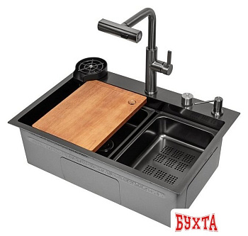 Кухонная мойка ARFEKA ECO AR 680*460 T Black PVD Nano