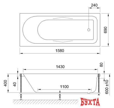 Ванна Royal Bath Tudor 160x70 RB407702