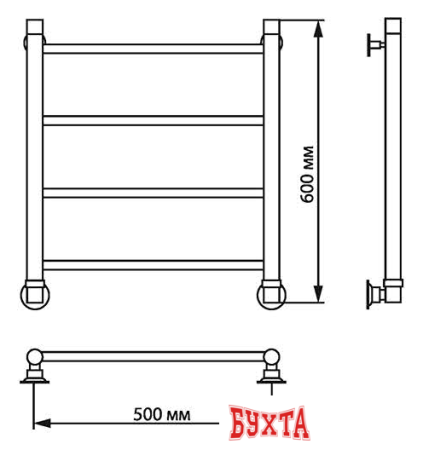 Полотенцесушитель Luxon J 100x50 (нижнее подключение)