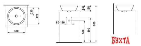 Умывальник Laufen Pro B 812962 42x42