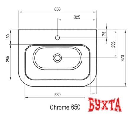 Умывальник Ravak Chrome 650 65x47 [XJG01165000]