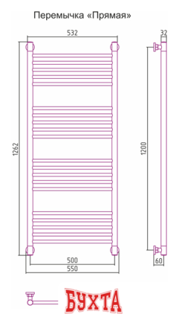 Полотенцесушитель Сунержа Богема+ 1200x500 00-0220-1250