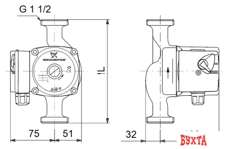 Циркуляционный насос Grundfos UPS 25-60 N 180