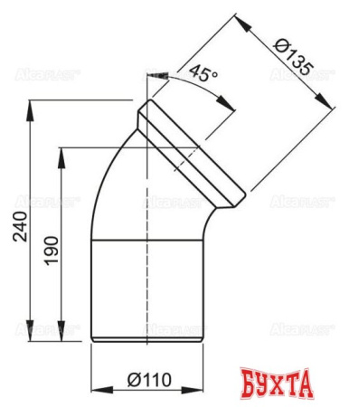 Фитинг Alcaplast Колено для унитаза 45 гр. A90-45