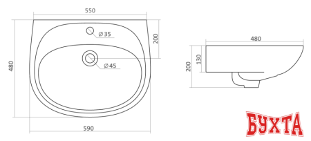 Умывальник Santek Анимо 59x48 (1WH110508)