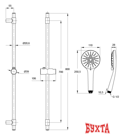 Душевой гарнитур  IDDIS Torr TOR3F00i16