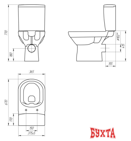 Унитаз Cersanit City New Clean On KO-CIT011-3/5-COn-S-DL