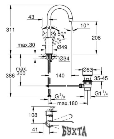 Смеситель Grohe Bauloop 23763001