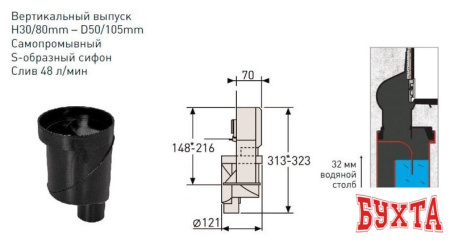 Трап/канал Berges Wasserhaus Wall 600 090056 (матовый хром)