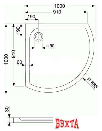 Душевой поддон Roth Round-M 100 100x100