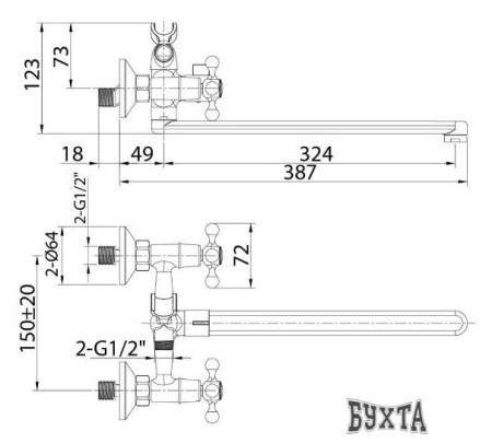 Смеситель Milardo Duplex DUPSBL2M10