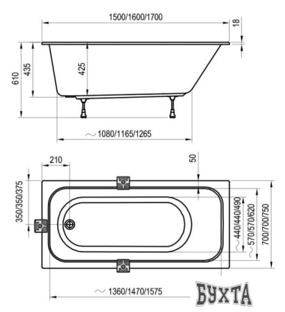 Ванна Ravak Chrome Slim 150x70 C721300000