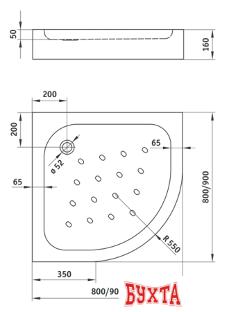 Душевой поддон Deante Standard New 90x90 KTA 053B