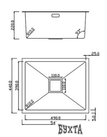 Кухонная мойка Roxen Uno 560210-54B