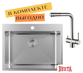 Кухонная мойка ZorG ZRN 5065 Premium + cмеситель Argos Premium Satin