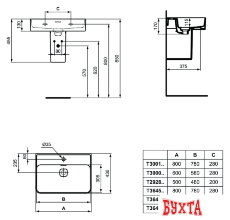 Умывальник Ideal Standard Strada II T292801