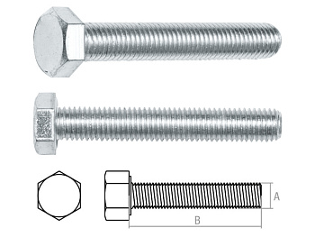 Болт М10х30 мм шестигр., цинк, кл.пр. 5.8, DIN 933 (40 шт в карт. уп.) STARFIX, арт.SMC1-17483-40 (Китай)