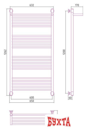 Полотенцесушитель Сунержа Богема с полкой+ 1200x600 00-0223-1260