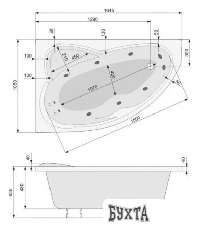 Ванна Poolspa Europa 165 x 105