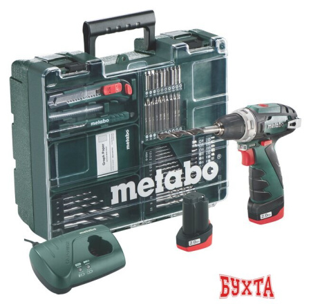 Дрель-шуруповерт Metabo PowerMaxx BS Basic Set 600080880 (с 2-мя АКБ, набор инструмента)