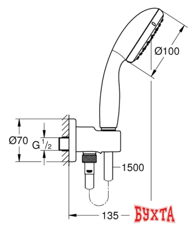 Душевой гарнитур  Grohe New Tempesta 100 26406001