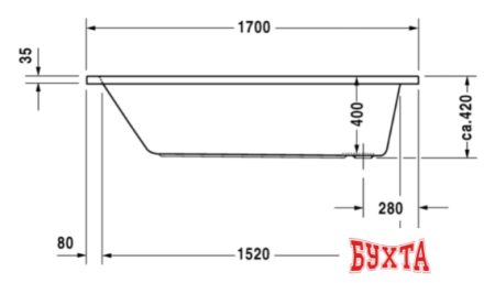 Ванна Duravit 170x75 700100000000000