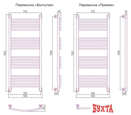 Полотенцесушитель Сунержа Богема+ 1200x500 31-0220-1250