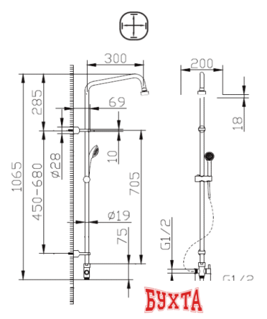 Душевая система  Bravat Fit D283CP-2A