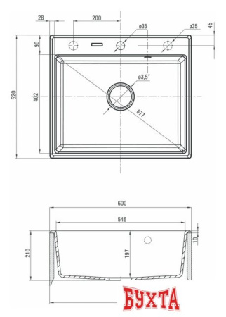 Кухонная мойка Deante Andante ZQN G103 (графитовый металлик)