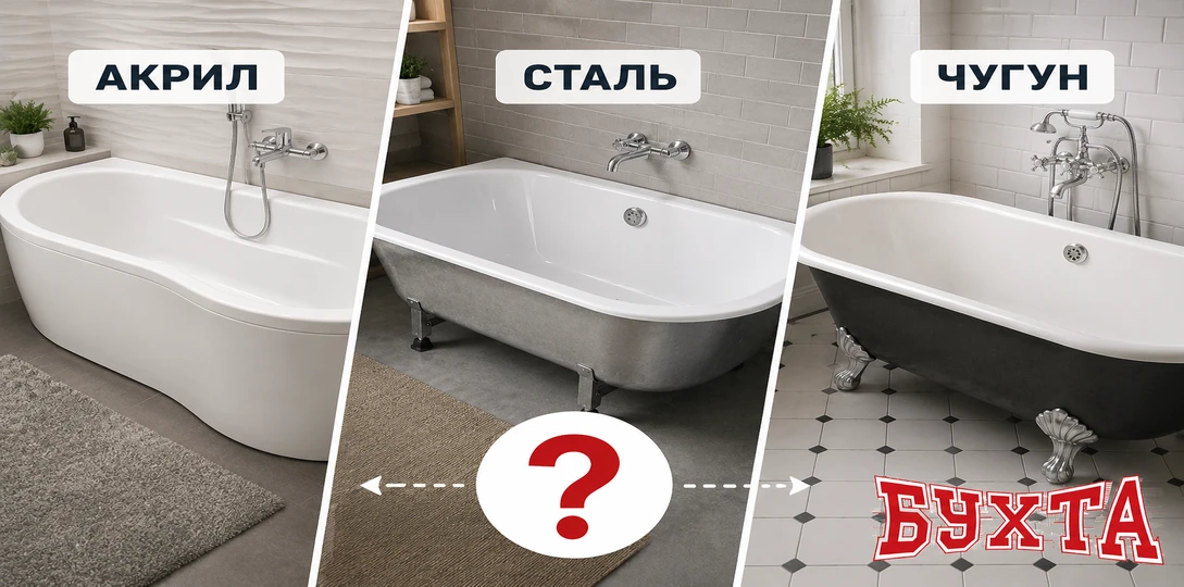 Как выбрать ванну: акрил, сталь или чугун?