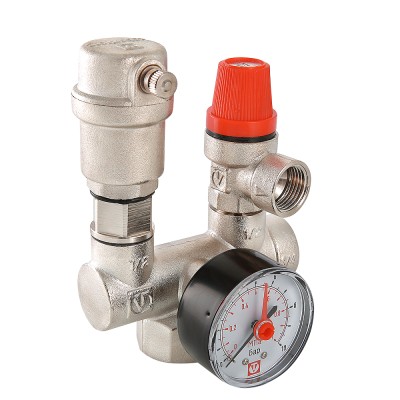 Группа безопасности с латунным корпусом (с манометрами 0-4 бар ) VT.460.0.3, страна происх. Китай