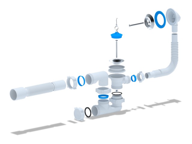 Сифон Ани д/ванны с вып. и перрегул. 1 1/2" с г/т 40х50, стр. пр. Россия. Артикул E255