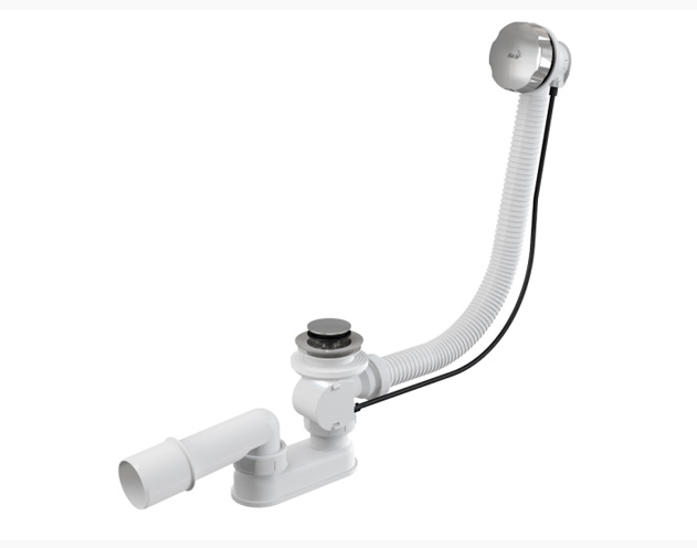 Сифон для ванны автомат комплект металл (длина 60 см), Alcaplast, арт.A55K