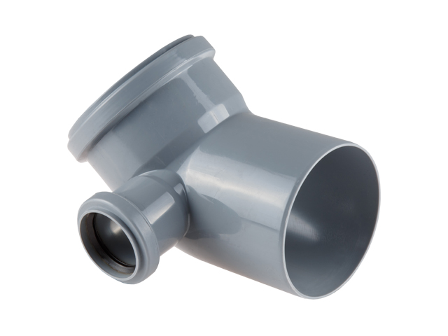 Политэк, канализация, Отвод 110х45 с выходом 50 (левый), стр. пр. Россия
