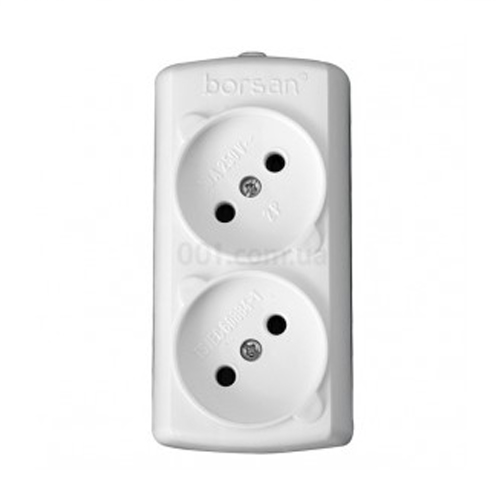 Колодка 2гнезда б/з белая, арт.BR-1542-0