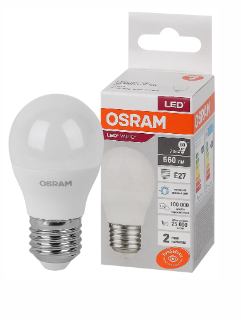 Лампа светодиодная ШАР E27 7Вт 230В 6500К/865, OSRAM, арт.579866