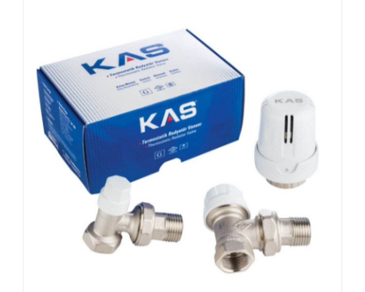 1301305-KAS-20, Набор кранов вентильных для подключения  радиатора 1/2 (угловой), стр. пр. Турция
